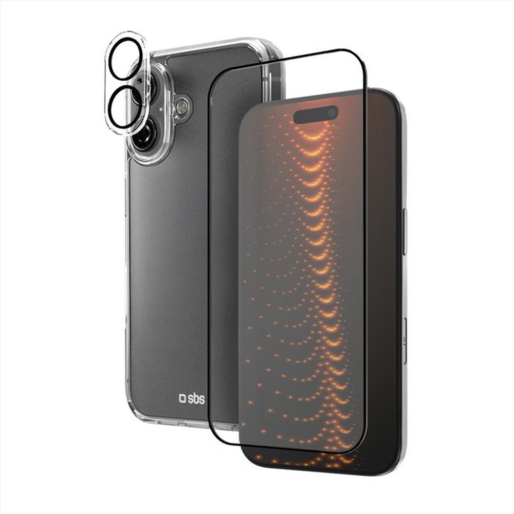 Immagine del prodotto SBS - D3O Kit Cover, screenglass, camera glass iPhone 16-Trasparente