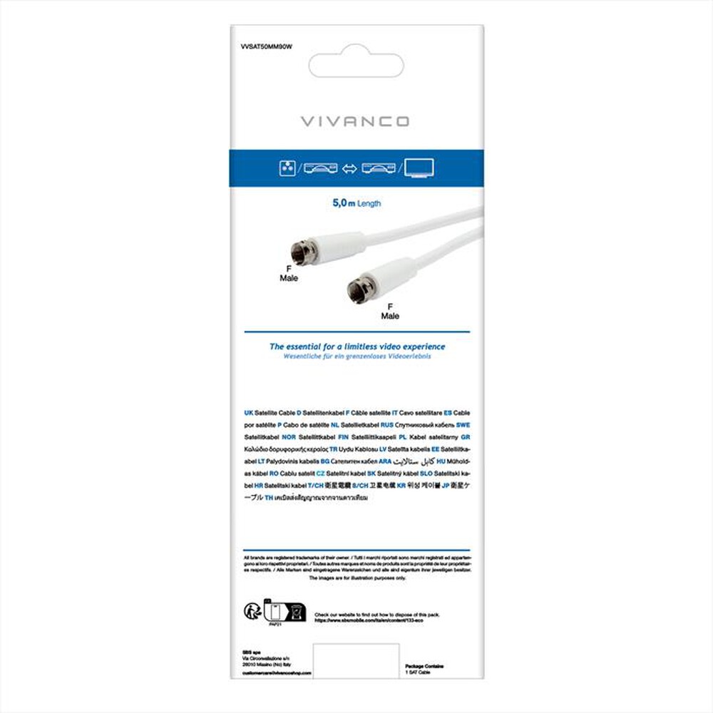 Immagine del prodotto SBS - Receiver connection 90dB double shielded-Bianco