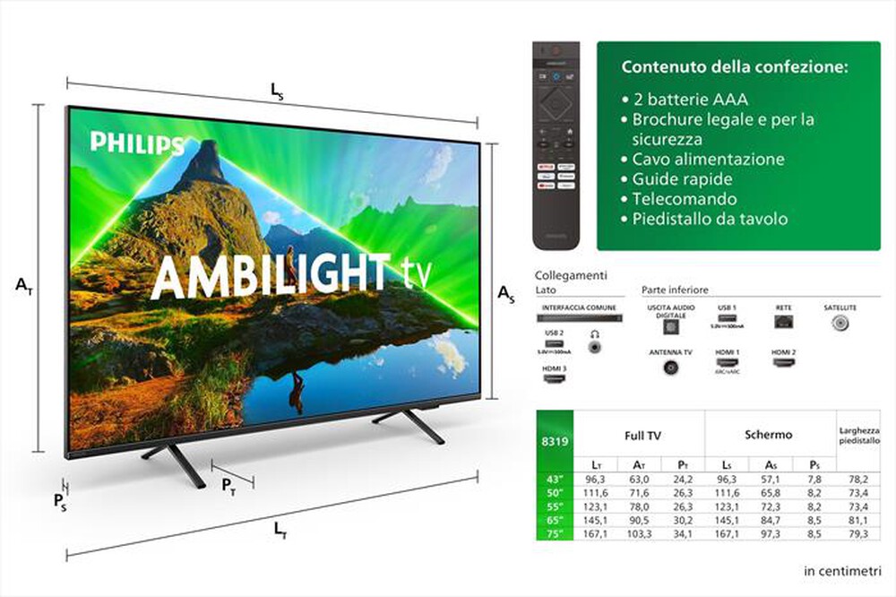 Immagine del prodotto PHILIPS - Smart TV LED UHD 4K 55" 55PUS8319/12