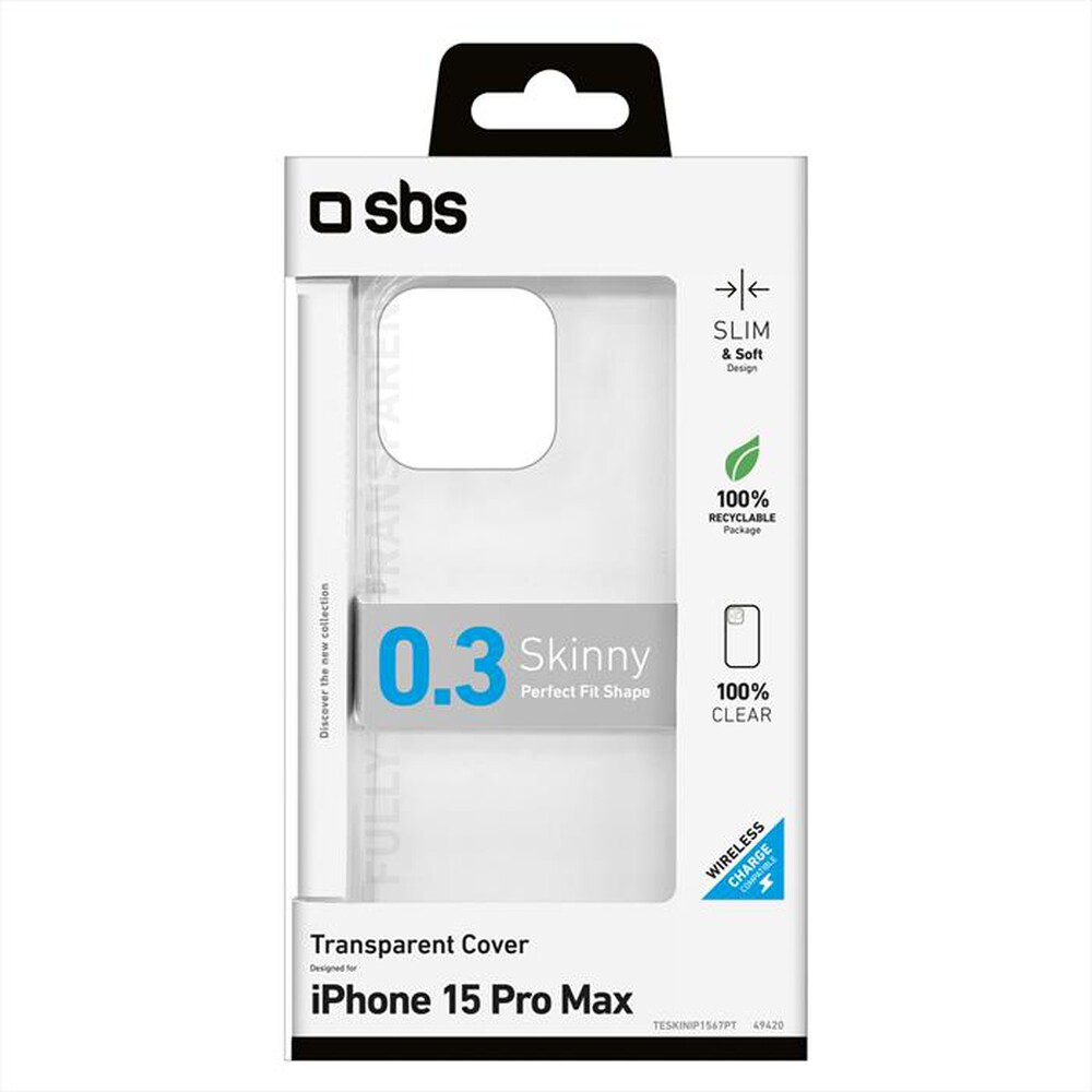 "SBS - Cover Skinny TESKINIP1567PT per iPhone 15 Pro Max-Trasparente"