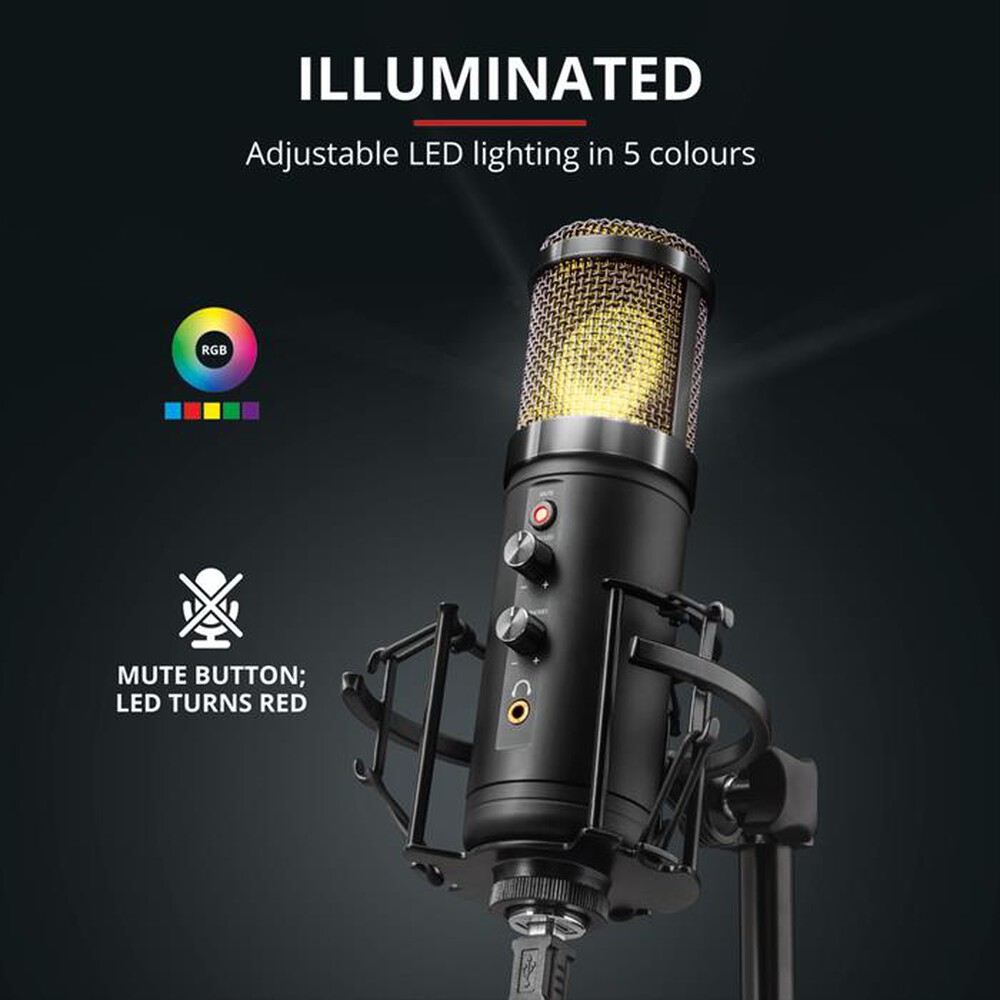 "TRUST - GXT256 EXXO STREAMING MICROPHONE-Black RGB"