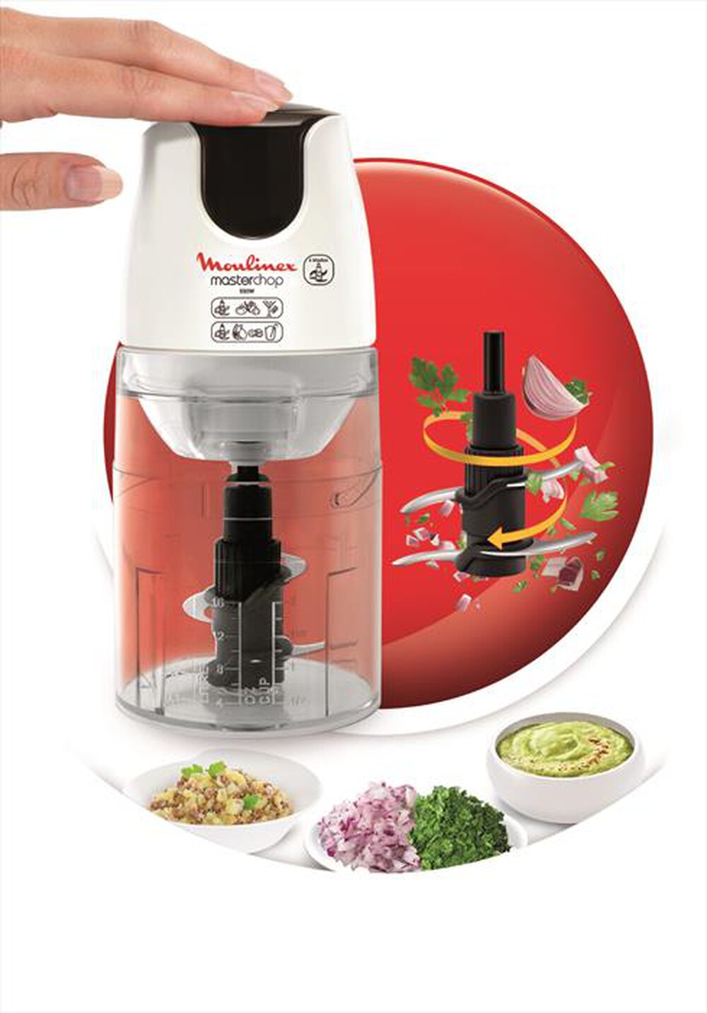 "MOULINEX - DJ450B Tritatutto Masterchop 3 in 1-White & Dark Warm Grey"