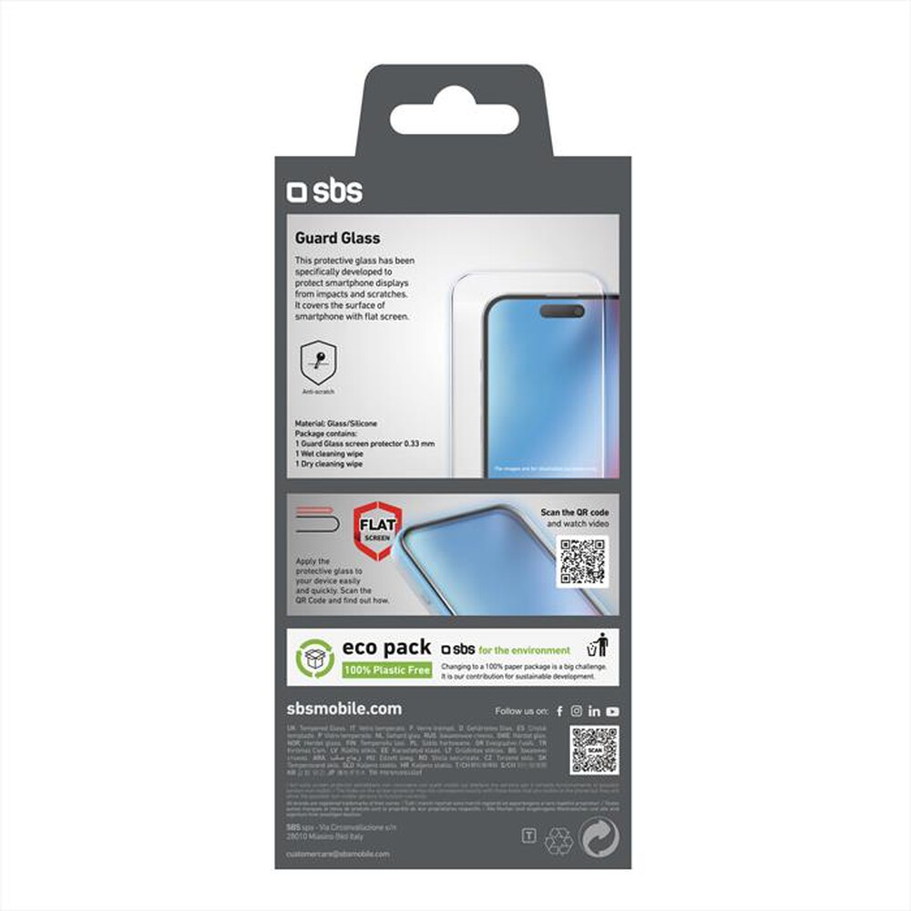 "SBS - Screenglass TESCRGLIP1667 iPhone 16 Plus/15 Plus-Trasparente"