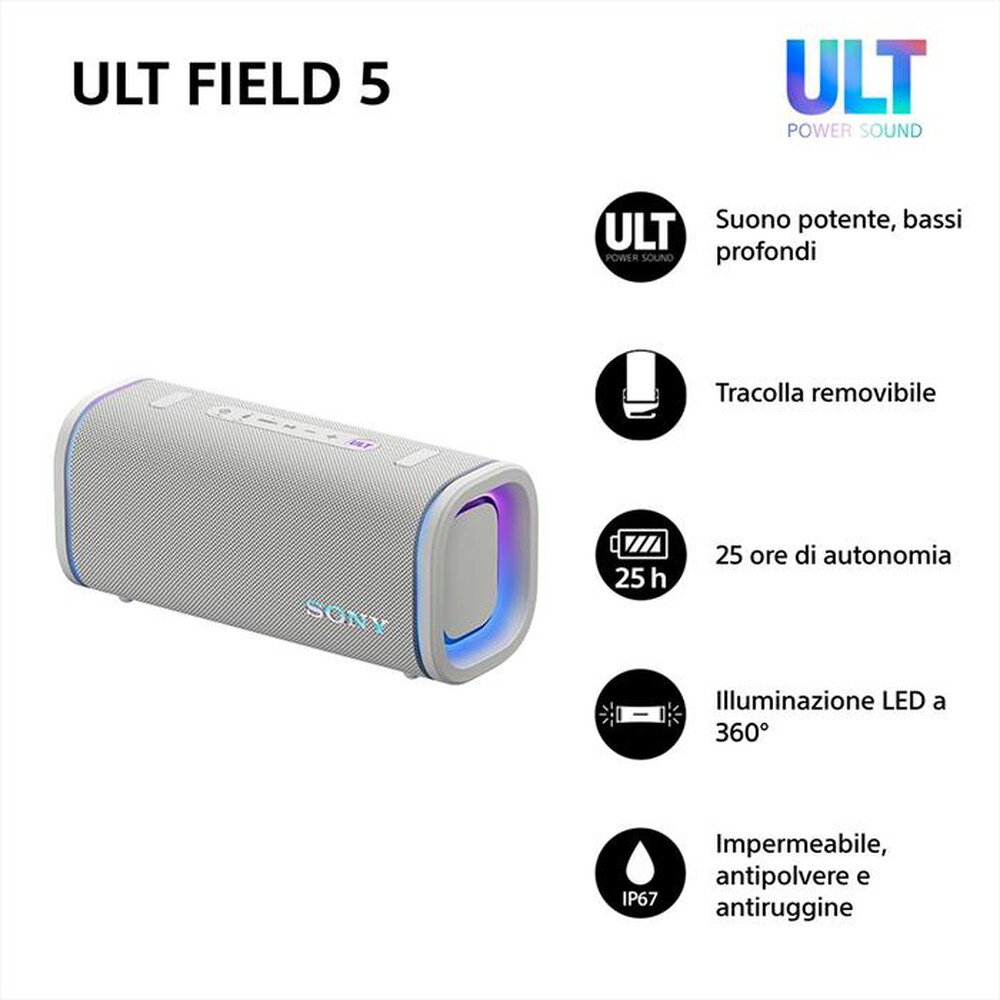 Immagine del prodotto SONY - Speaker portatile Wireless Bluetooth SRSULT50W.CE7-Bianco