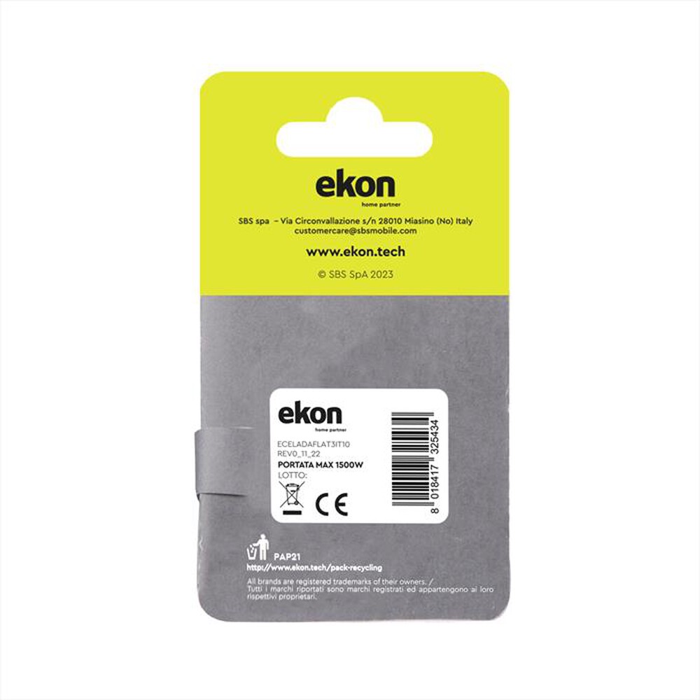 Immagine del prodotto EKON - Adattatore triplo piatto 10A-Bianco