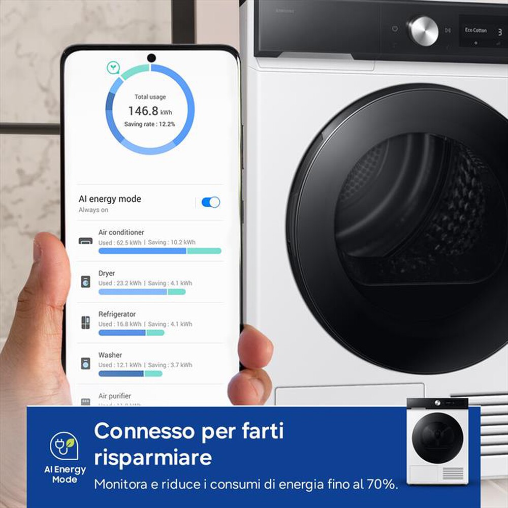 Immagine del prodotto SAMSUNG - Asciugatrice Bespoke AI DV90DB7845GEU3 9Kg ClasseA-Bianco