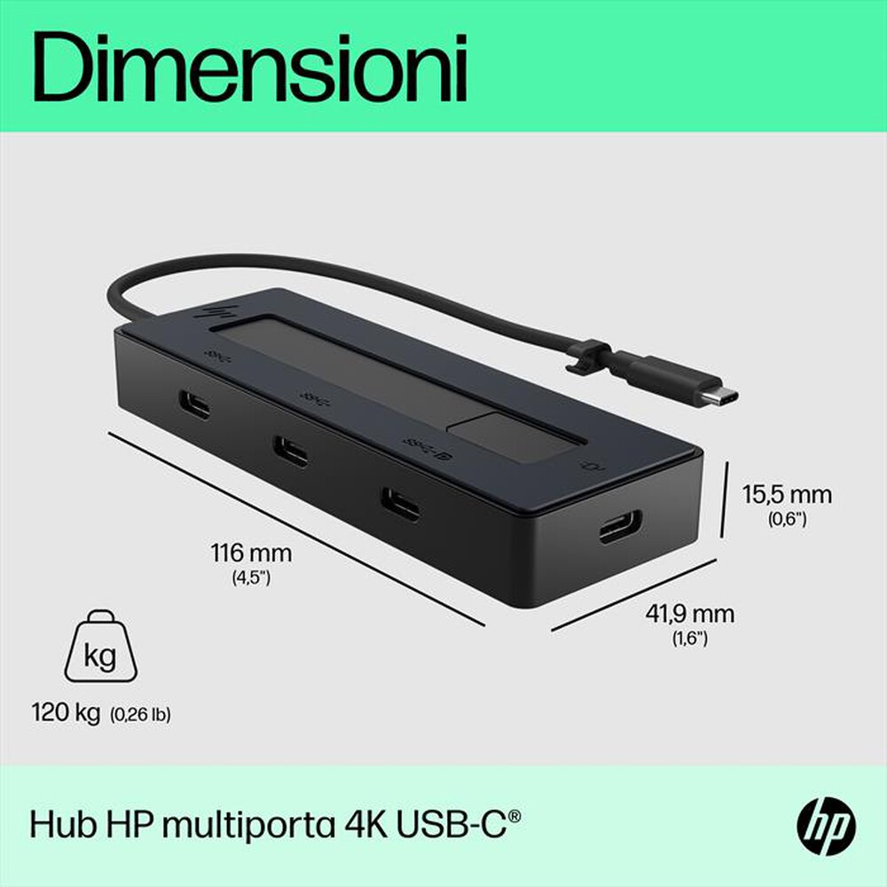"HP - HUB MULTIPORTA 4K USB-C-Nero"