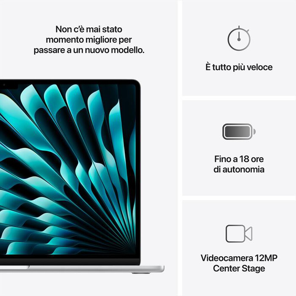 Immagine del prodotto APPLE - MacBook Air 15'' M4 10 CPU 10 GPU 24GB 512GB SSD-Argento