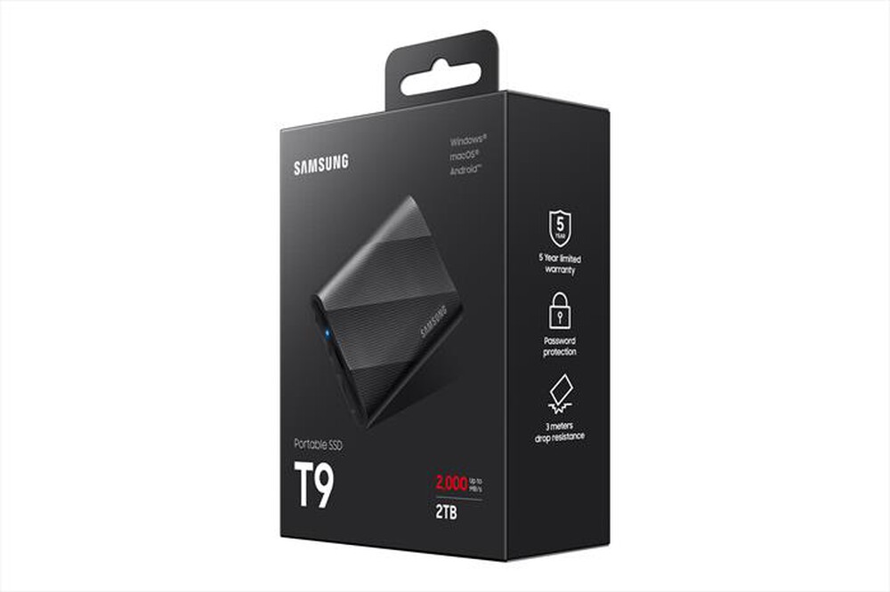 Immagine del prodotto SAMSUNG - Hard disk esterno PORTABLE SSD T9 USB 3.2 1TB-Nero