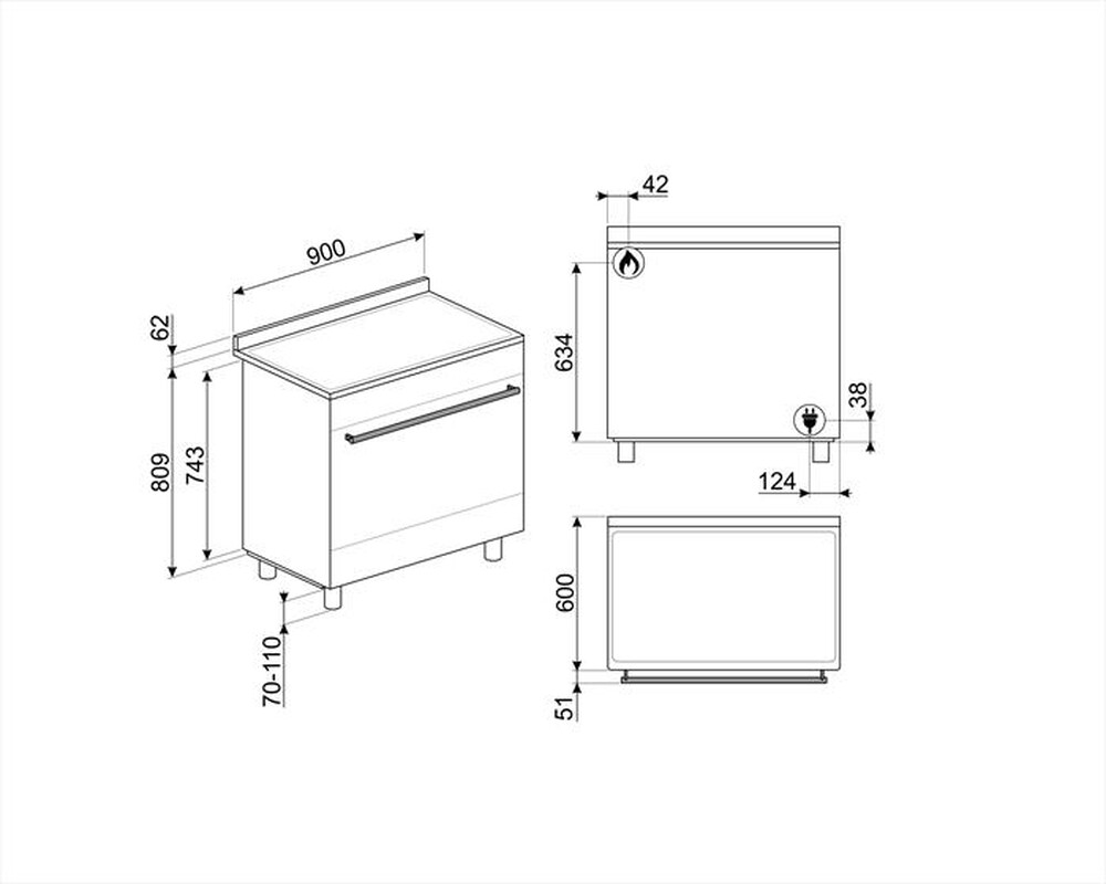 "SMEG - Cucina B91GMX2 Classe A-Inox"