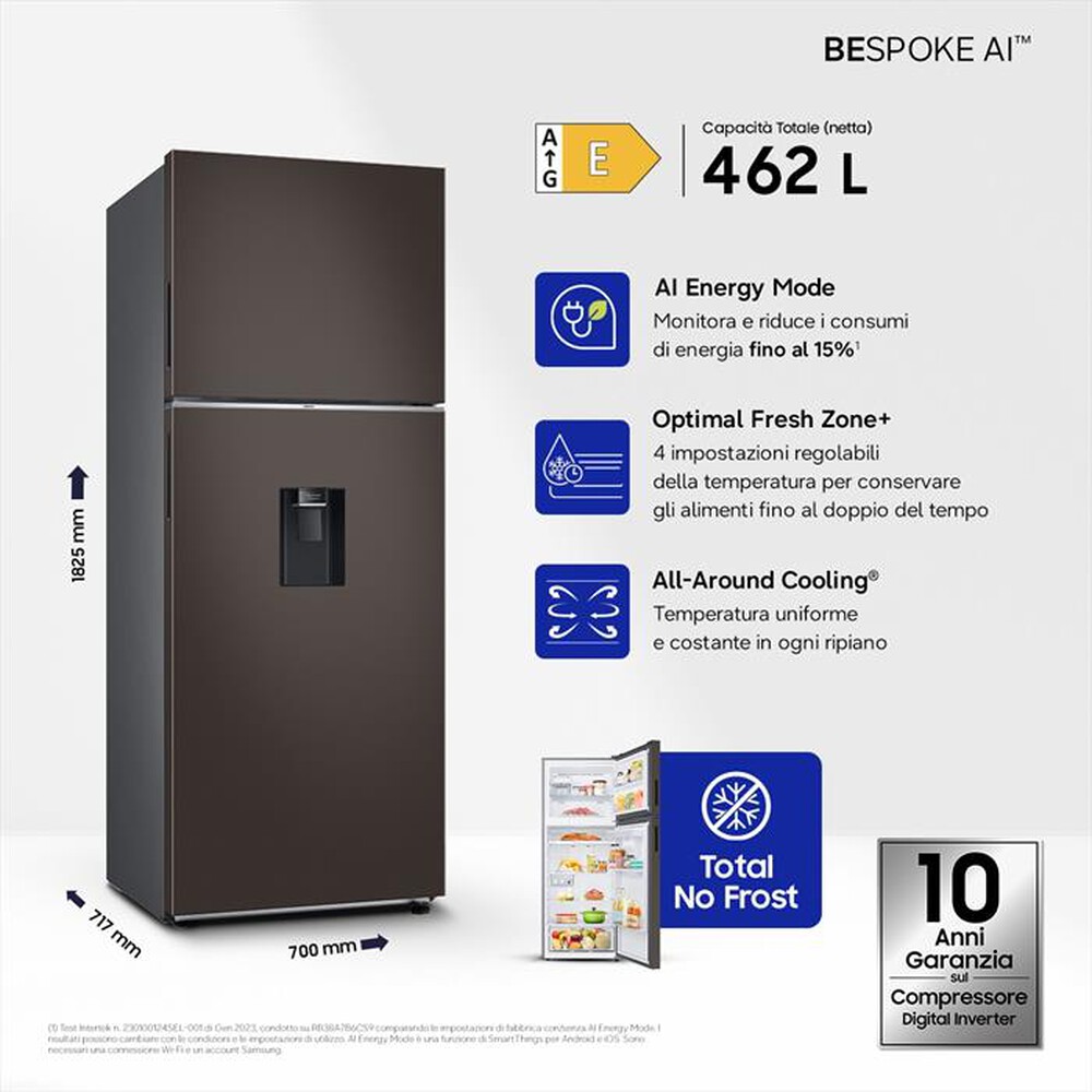 Immagine del prodotto SAMSUNG - Frigorifero 2 porte RT47CB6736C2ES Classe E 462 lt-Cotta Charcoal