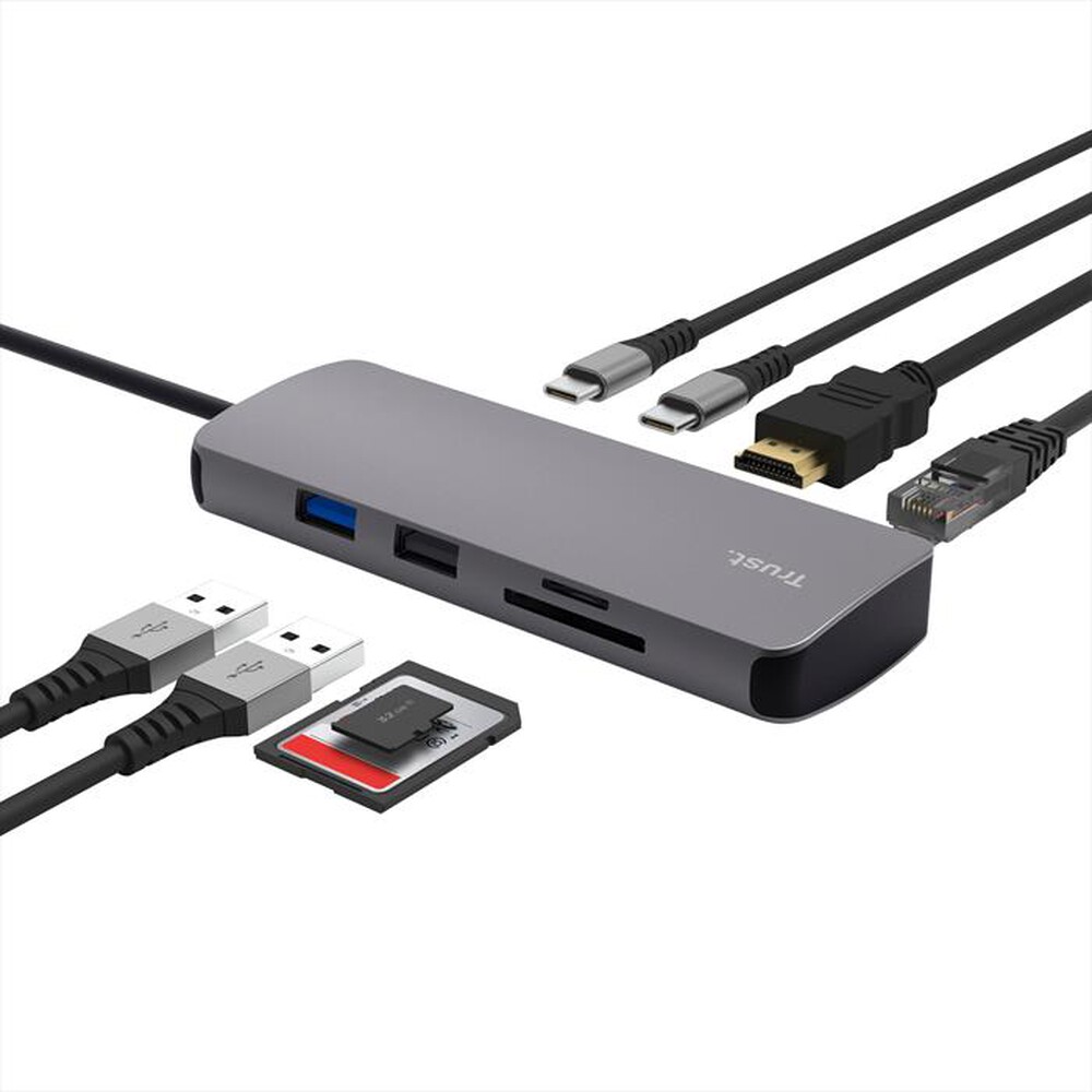Immagine del prodotto TRUST - DALYX 8-IN-1 MULTIPORT ADAPTER-Grey