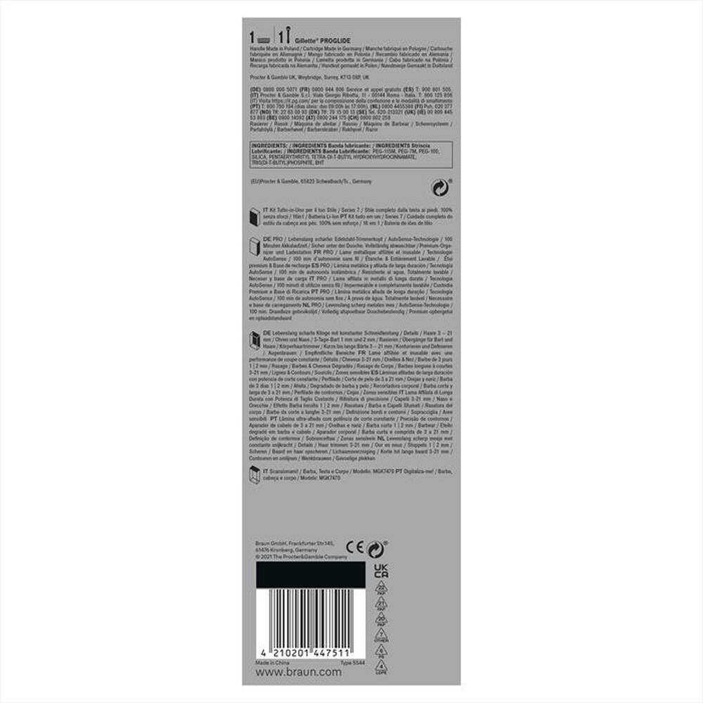 "BRAUN - Regolabarba MGK7470-NERO OPACO"