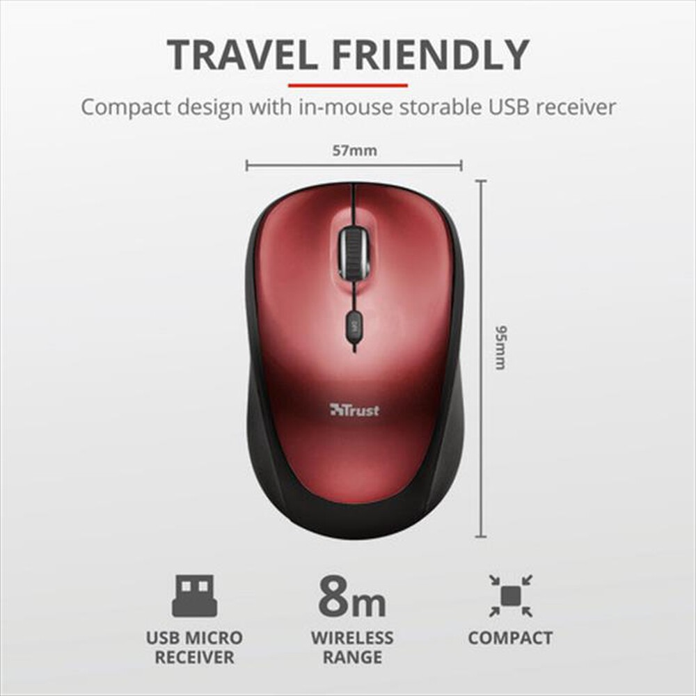 "TRUST - Mouse Wireless 19522-Red"