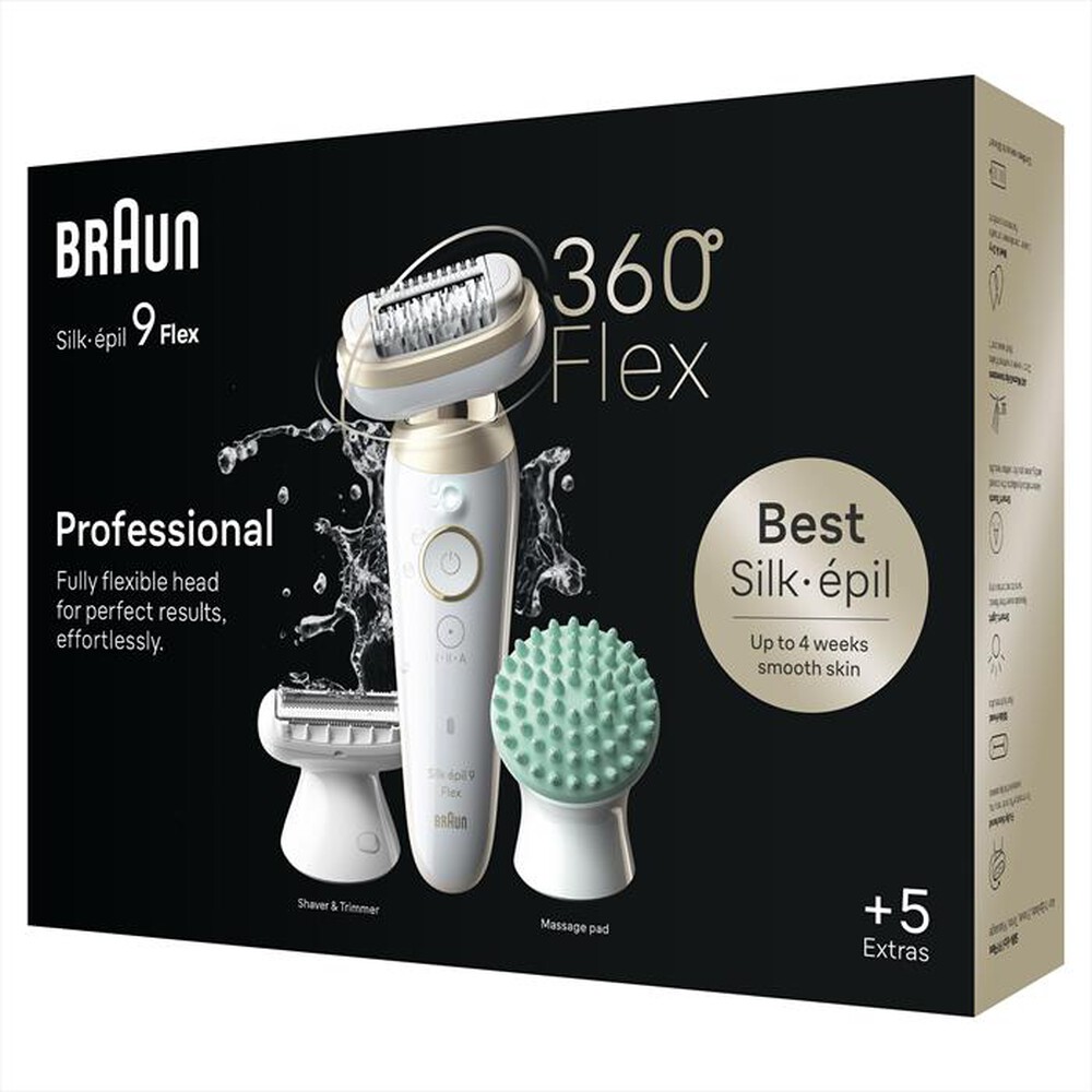 "BRAUN - Epilatore SILK-ÉPIL 9 FLEX 9-071 3D-BIANCO/ORO"