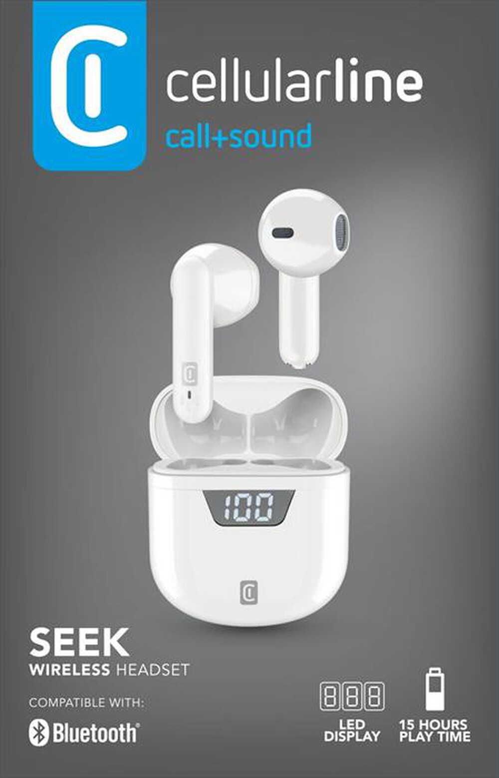 Immagine del prodotto CELLULARLINE - BTSEEKTWSW Auricolari Bluetooth-Bianco