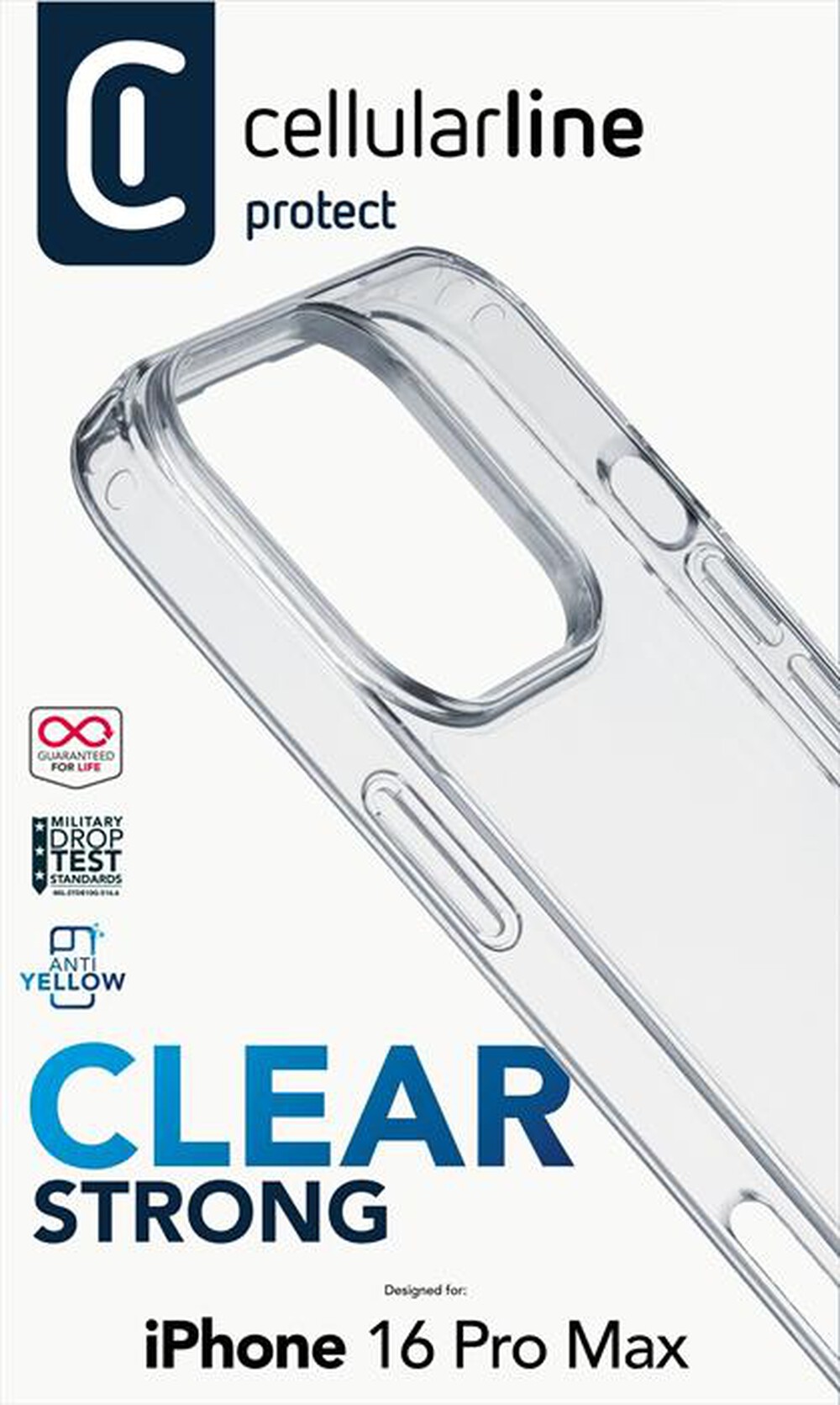 Immagine del prodotto CELLULARLINE - Cover CLEAR STRONG per iPhone 16 Pro Max-Transparent