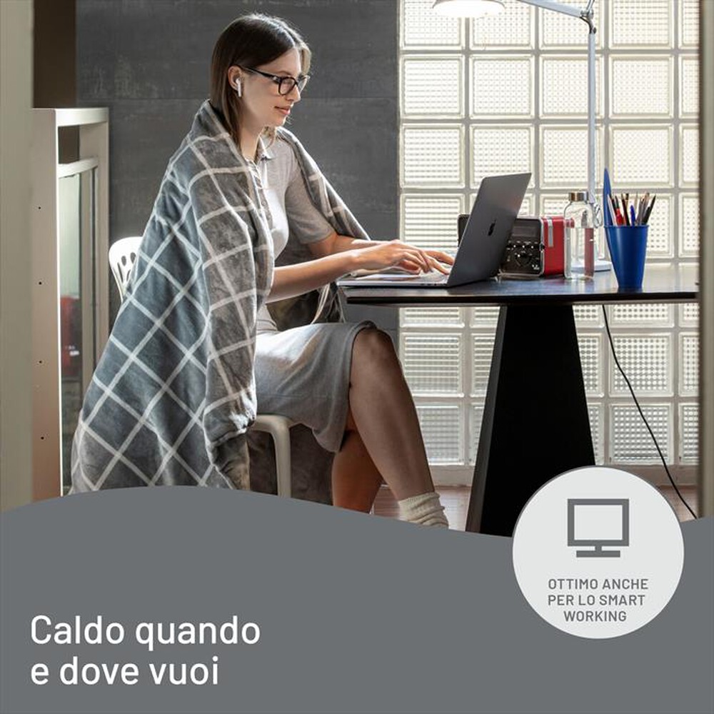 "IMETEC - CALDOPLAID ADAPTO SQUARE 150X95 CM-Grigio, Bianco"