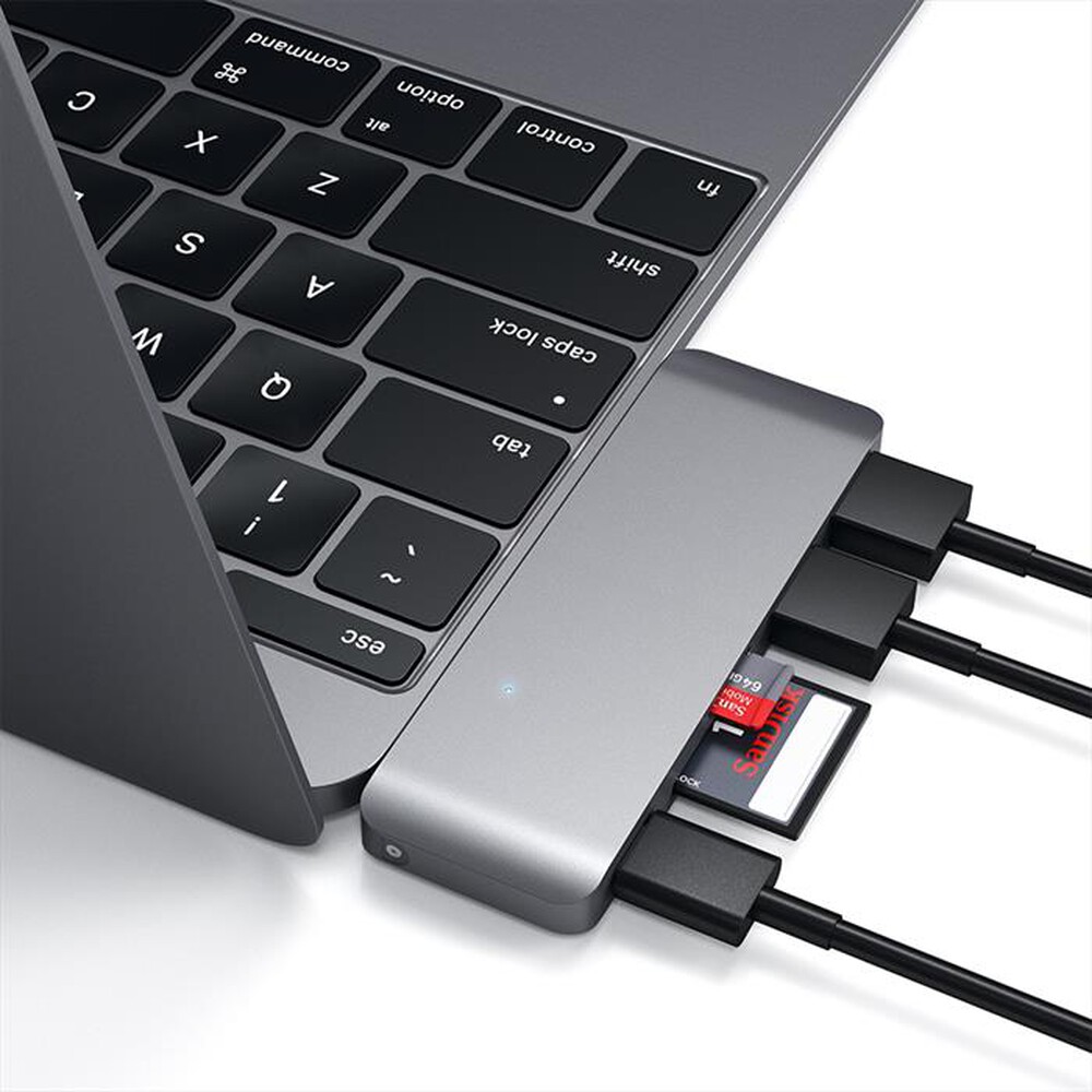 "SATECHI - HUB USB-C CON CARD READER, PORTA USB-C PASS-THROUG-grigio"