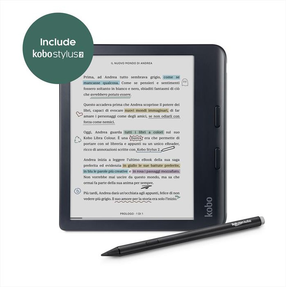 "KOBO - PACCHETTO KOBO LIBRA COLOUR E KOBO STYLUS 2-Nero"