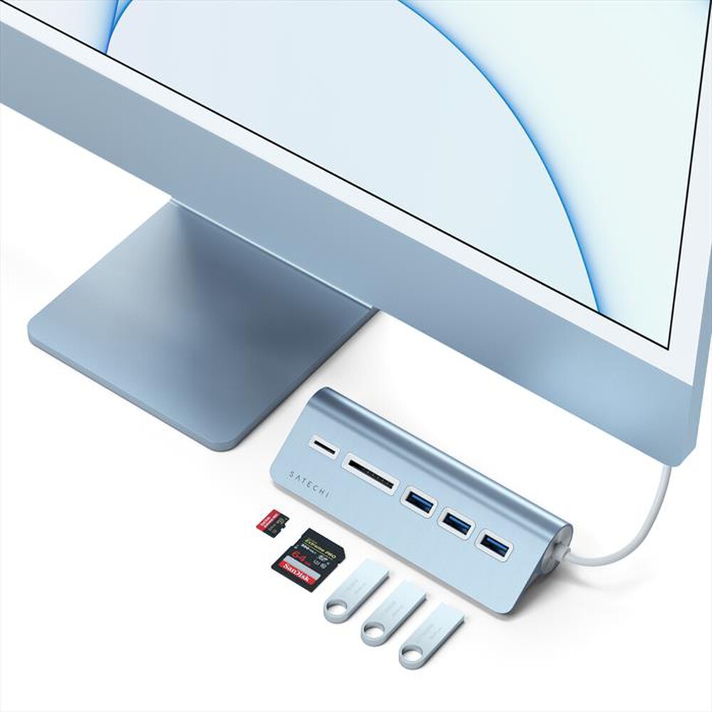 "SATECHI - HUB USB-C CON CARD READER CON CAVO-blu"