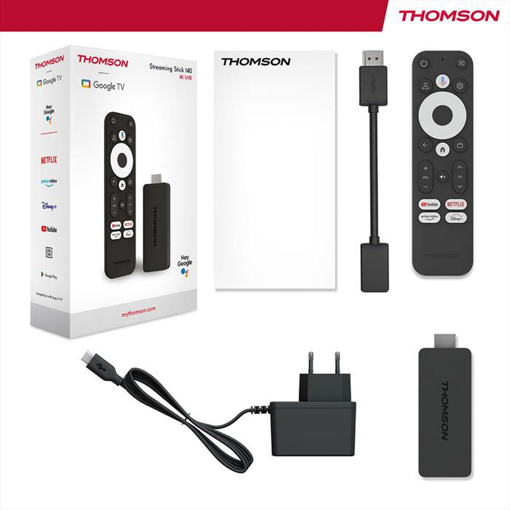 Immagine del prodotto THOMSON - STREAMING STICK UHD TELECOMANDO PORTATILE 140G-nero