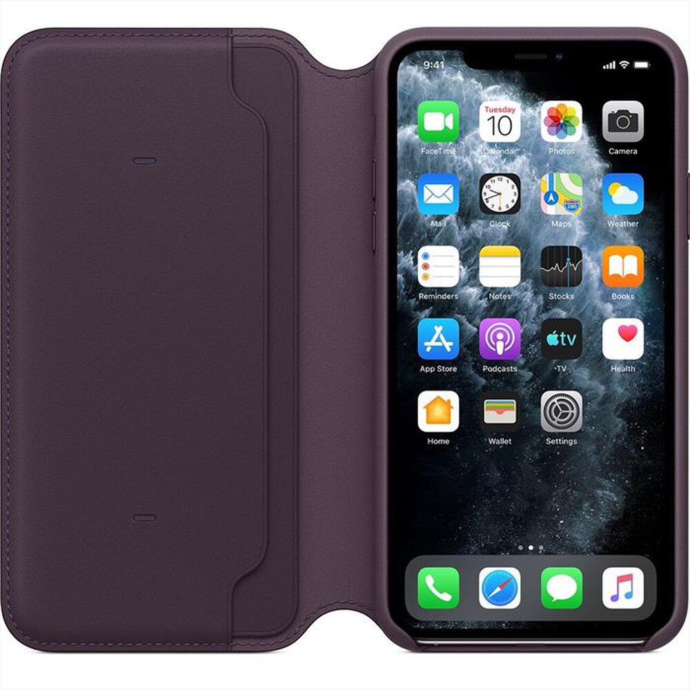 "APPLE - Custodia folio in pelle per iPhone 11 PRO MAX-Melanzana"
