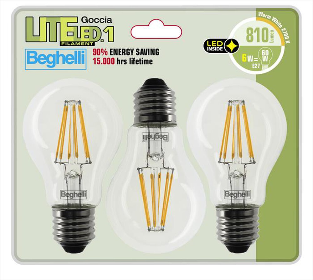 "BEGHELLI - LITE FIL LED GOC 6W E27"