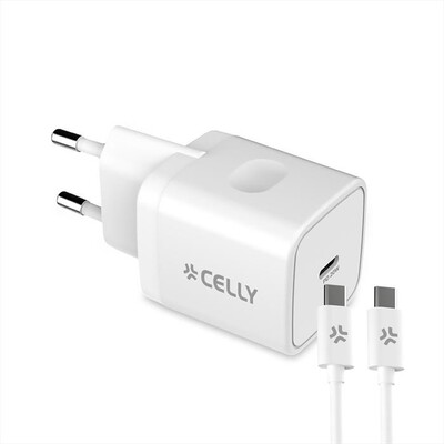 CELLY - TC1C20WTYPECWH - TC 1 USB-C 20W + TYPE-C CABLE-Bianco