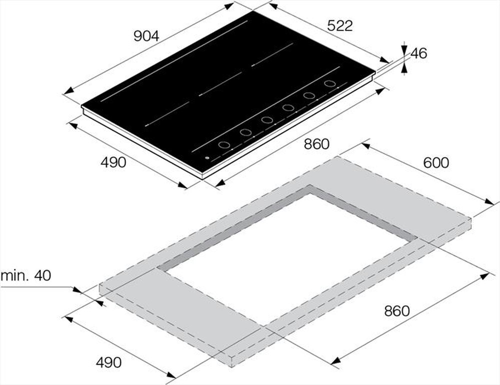 "ASKO - Piano cottura induzione HID 956 GC 90,4 cm-Vetro nero"