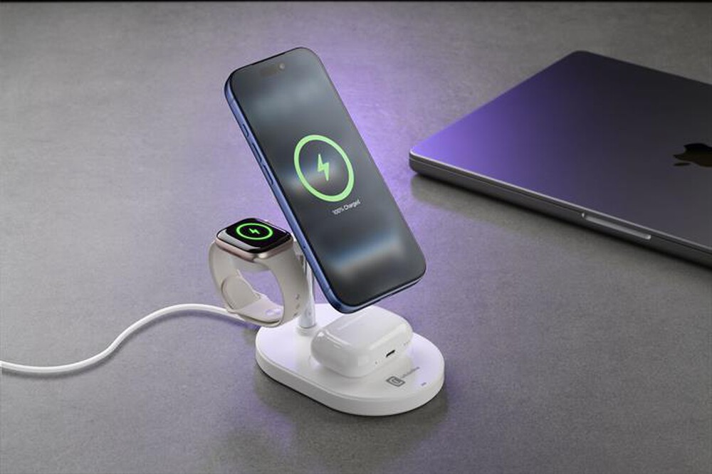 Immagine del prodotto CELLULARLINE - Station ricarica wireless 3in1 MAG TRIO QI2.2 25W-Bianco