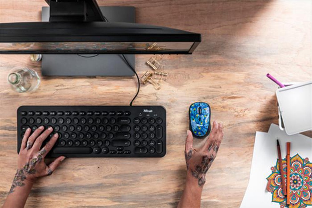 "TRUST - YVI WIRELESS MOUSE-Peacock"