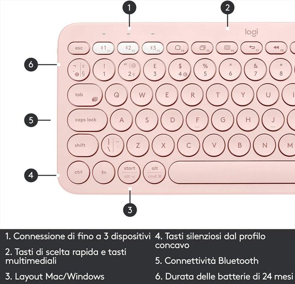 "LOGITECH - K380-Rosa"