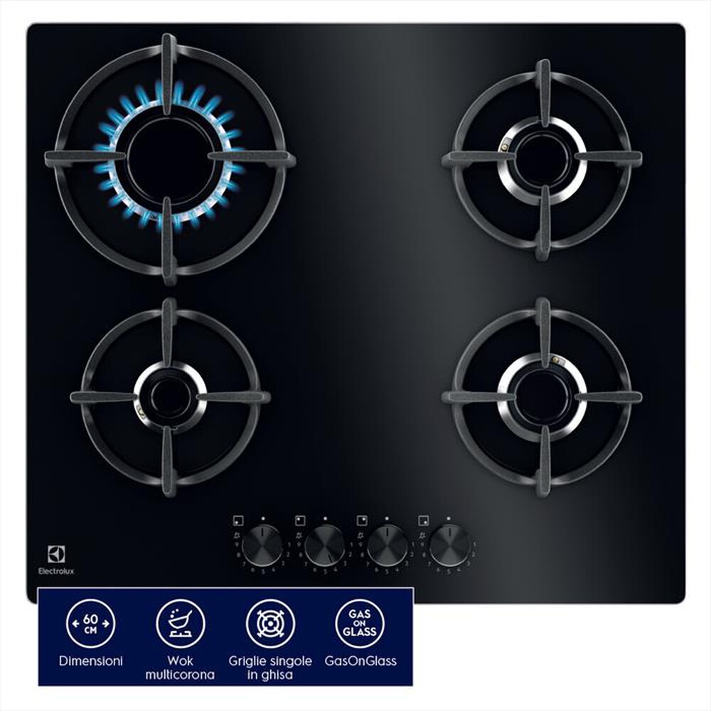 ELECTROLUX - Piano cottura a gas EGG64272K 4 fuochi-Nero