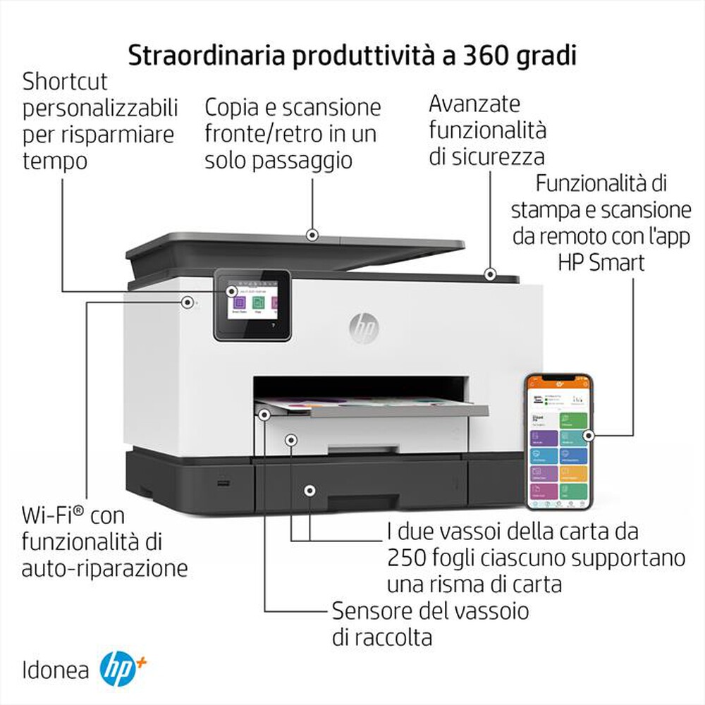 "HP - OFFICEJET PRO 9012E 6 MESI DI INSTANT INK CON HP+-Gray"