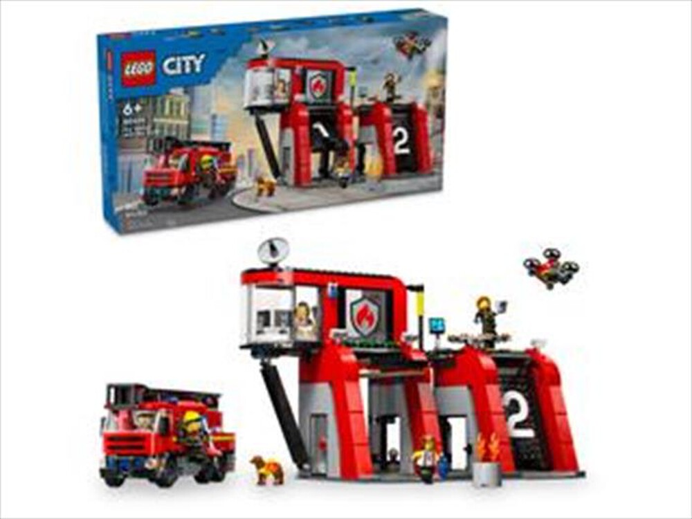 "LEGO - CASERMA DEI POMPERI E AUTOPOMPA - 60414-Multicolore"