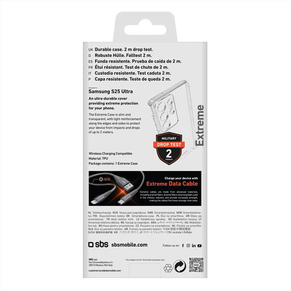 "SBS - Cover Extreme TEEX2SAS25U per Samsung S25 Ultra-Trasparente"