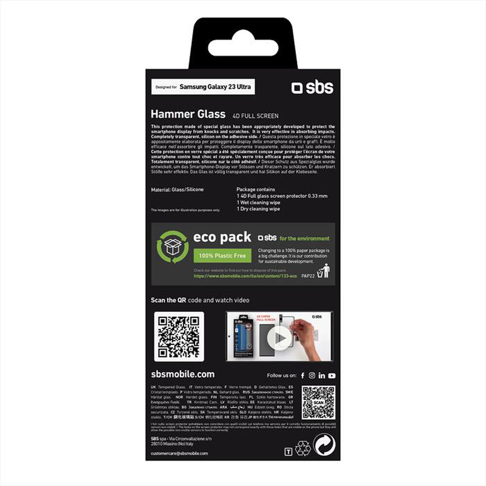 "SBS - Screen protector TESCR4DSAS23U Samsung S23 Ultra-Nero"