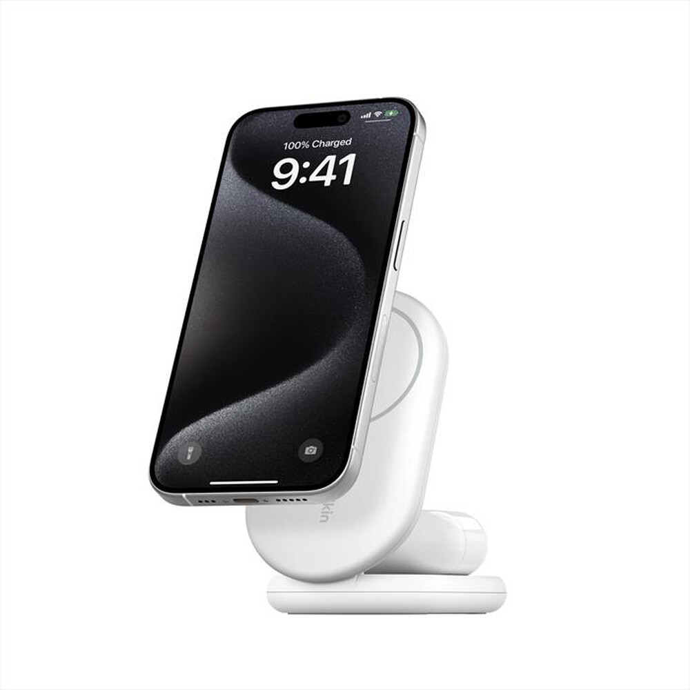 "BELKIN - SUPPORTO DI RICARICA WIRELESS 2IN1 15W QI2-Bianco"