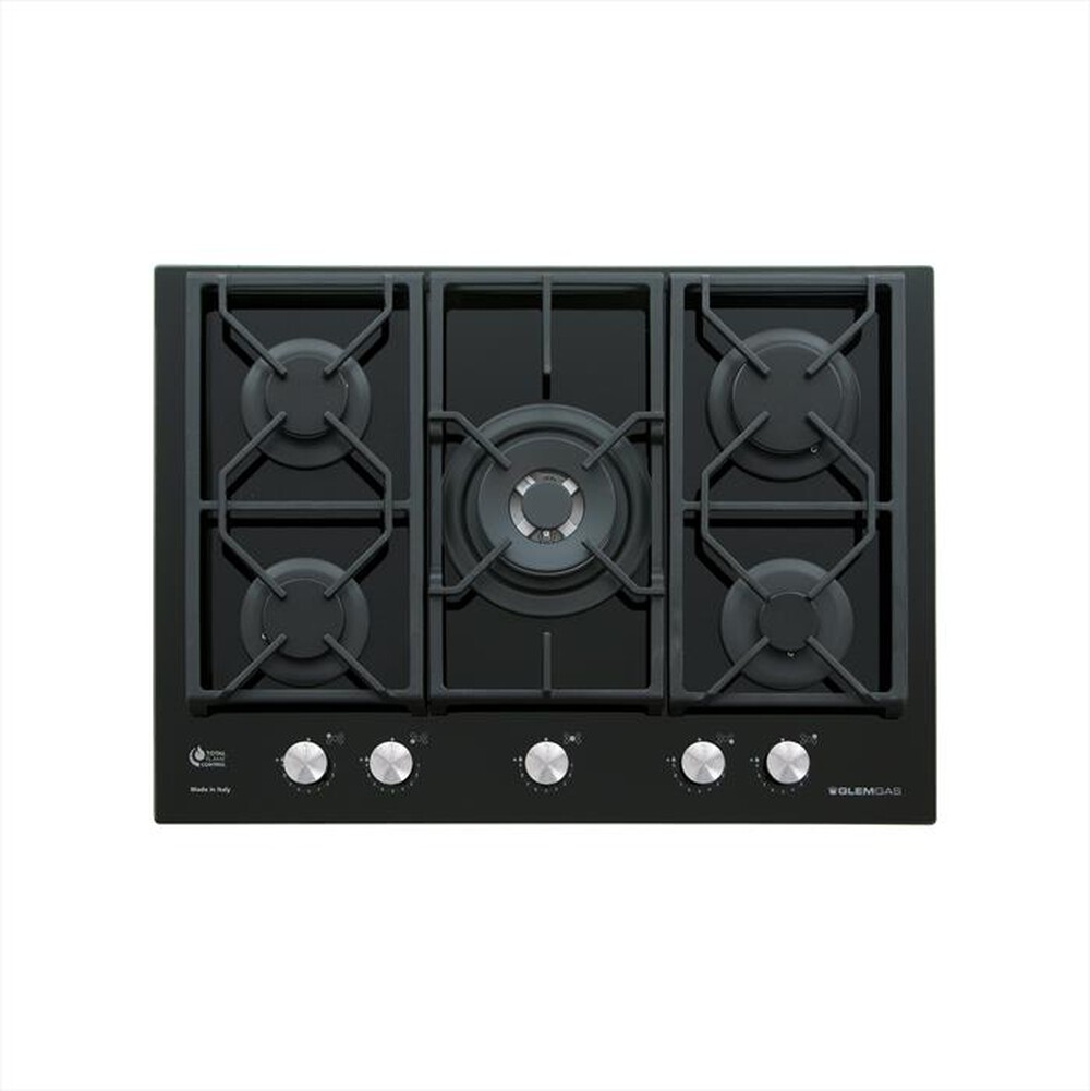 "GLEM GAS - Piano cottura a gas GV755XBK 5 fuochi 70cm-Nero Lucido"