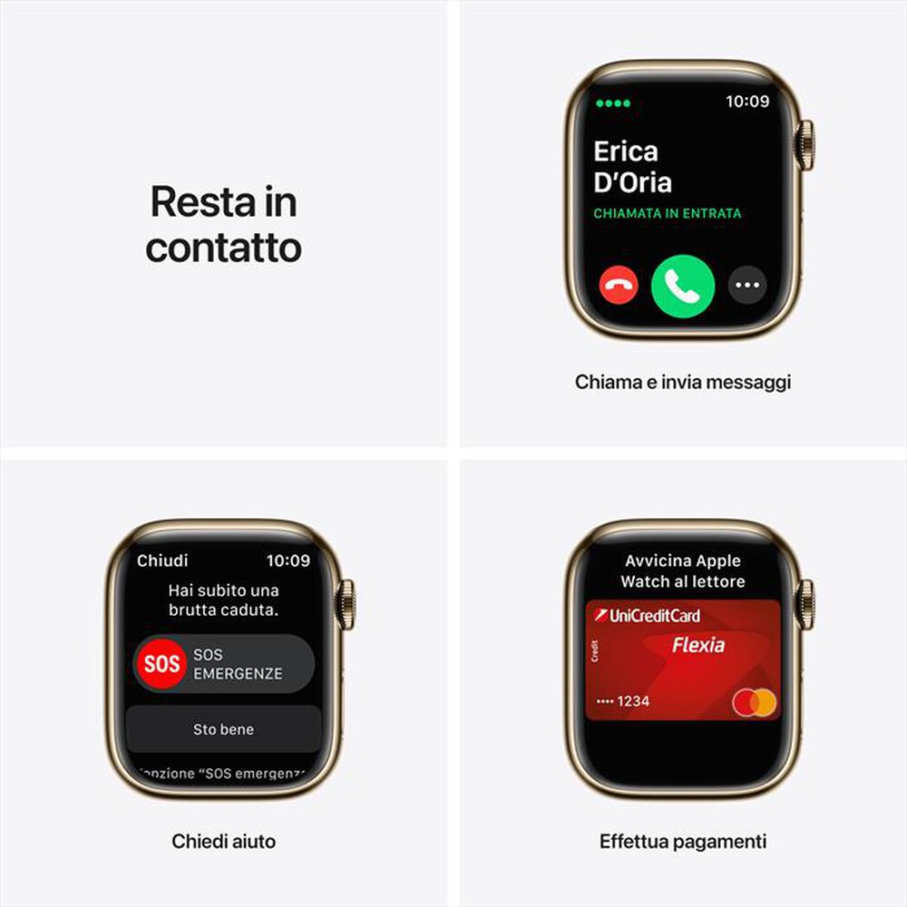 Immagine del prodotto APPLE - WATCH SERIES 7 GPS + CELLULAR 41MM IN ACCIAIO INOX-Oro Cinturino Sport Blu Abisso