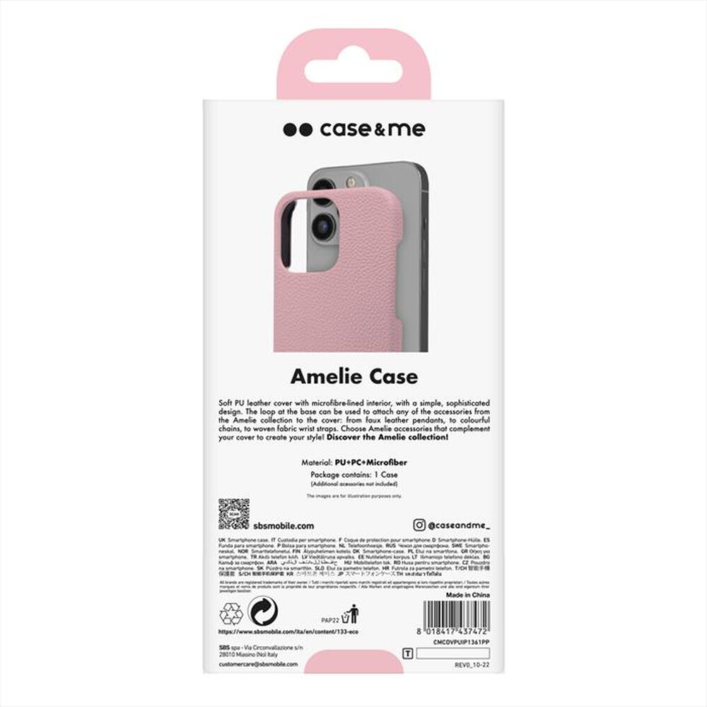 "CASEME - Cover ecoleather CMCOVPUIP1361PP per iPhone 13 Pro-Rosa"