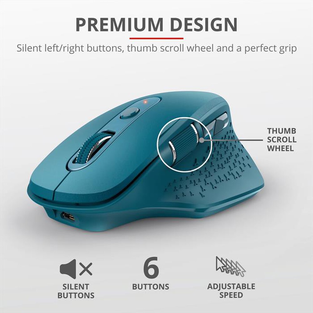 "TRUST - OZAA RECHARGEABLE S MOUSE BLUE-Blue"
