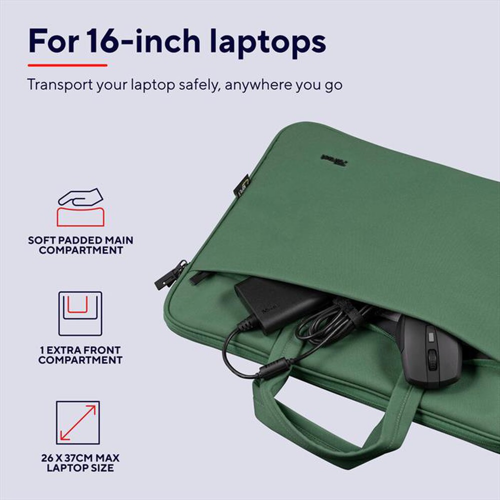 "TRUST - BOLOGNA LAPTOP BAG 16? ECO GREEN-Green"