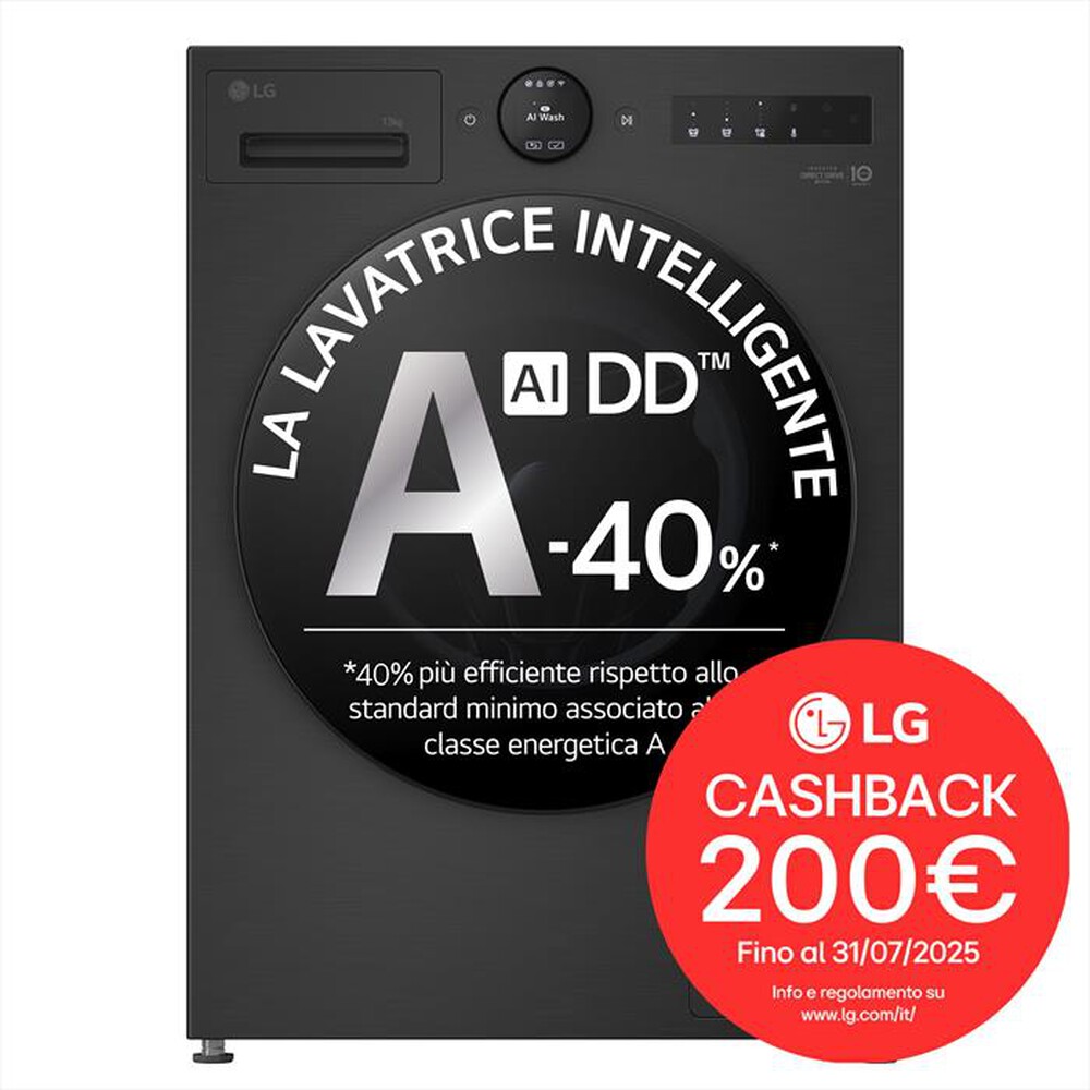 Immagine del prodotto LG - Lavatrice AI DD F4X7013TBB 13 Kg Classe A-Matte Black