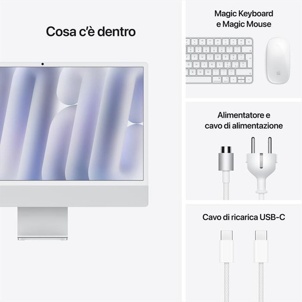 "APPLE - iMac Retina 24\" 4.5K M4 Core 8 CPU 8 GPU 256GB-Argento"