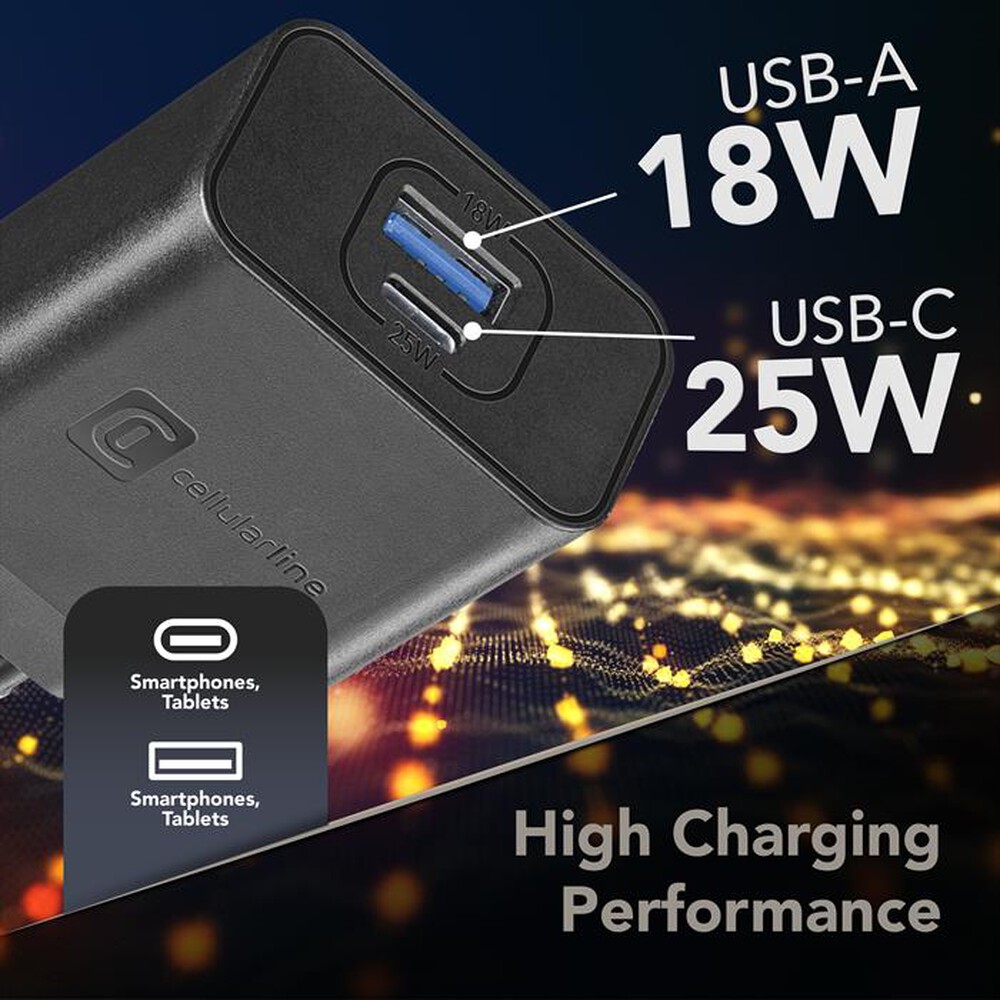 Immagine del prodotto CELLULARLINE - ACHSMUSB2PD25WK-Nero