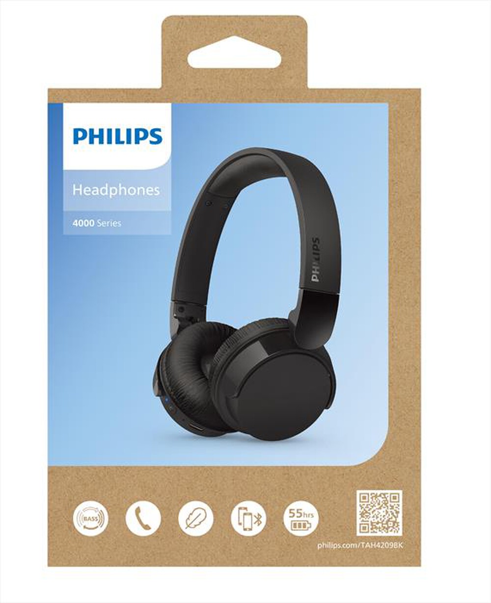 "PHILIPS - Cuffie a padiglione chiuso TAH4209BK/00-Black"