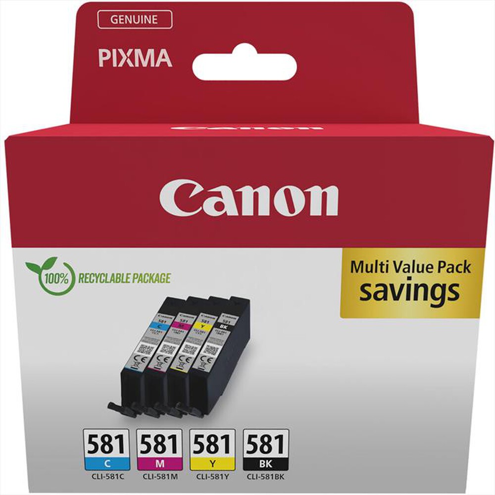 "CANON - Kit cartucce CLI-581 C/M/Y/BK MULTI  SEC-Nero e colori"