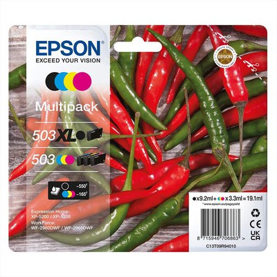 EPSON - INK SERIE PEPERONCINO MULTIPACK 604 XL/STD-NERO/CIANO/MAGENTA/GIALLO